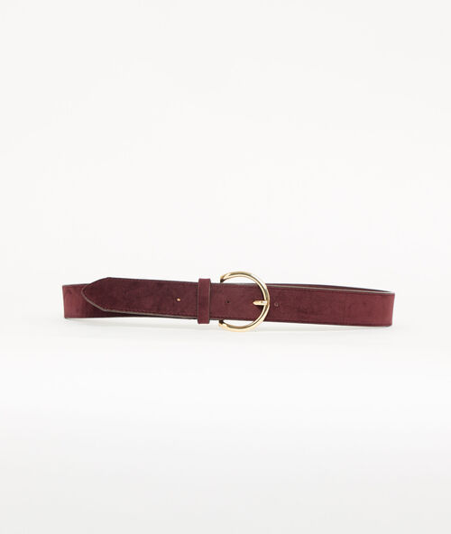 Ceinture &agrave; grosse boucle bordeaux.