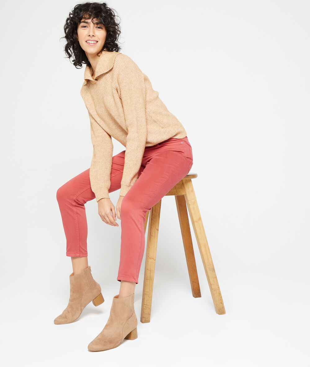 Pantalon slim en coton frambroise.