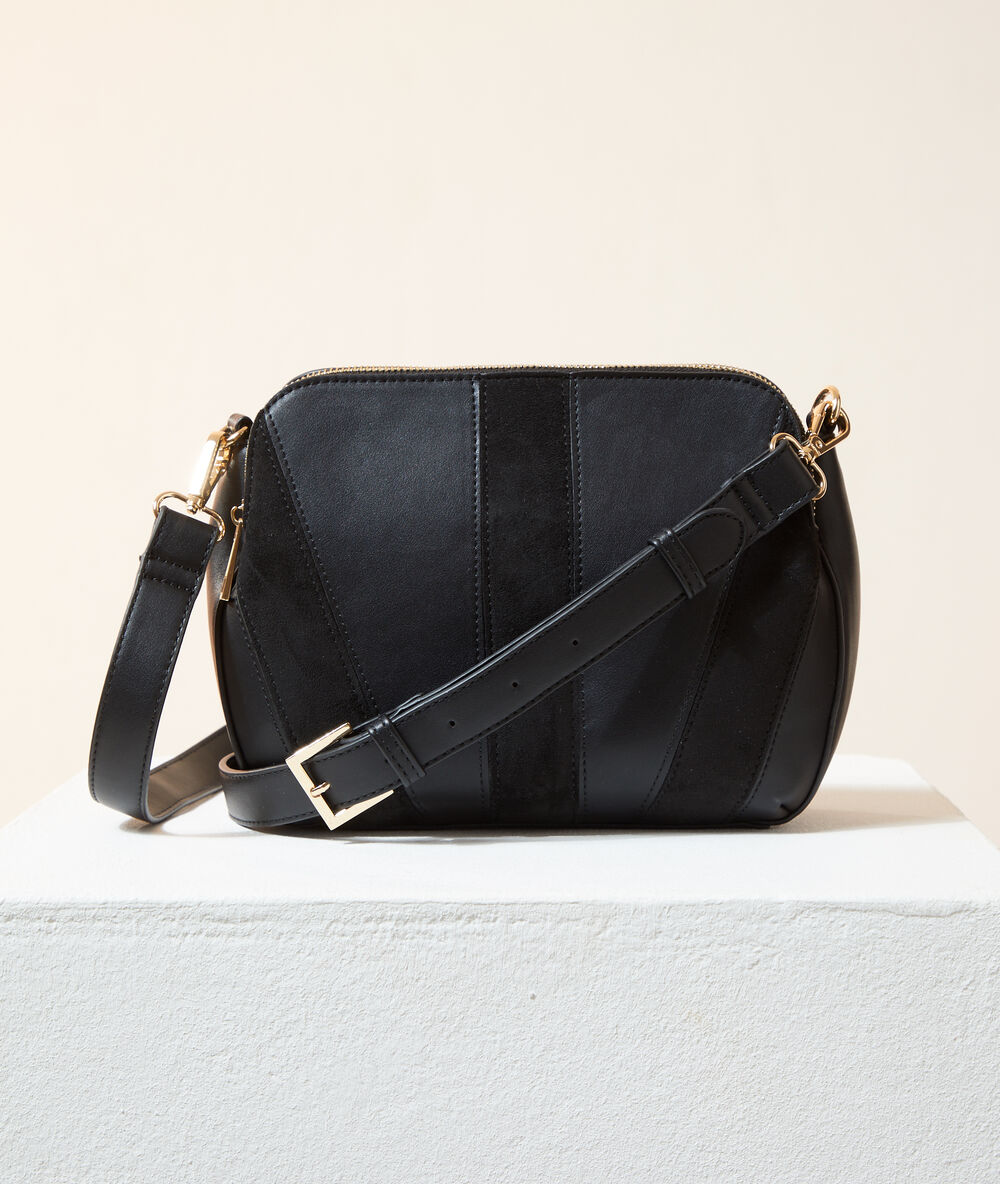 Sac besace bi-matière noir.