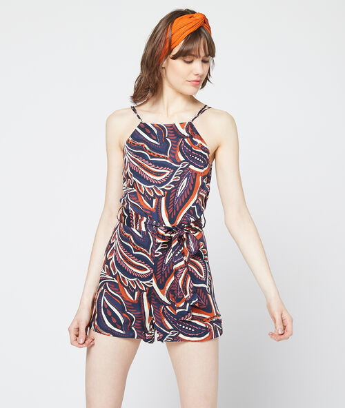 Playsuit met fijne bandjes, om te knopen kobalt.