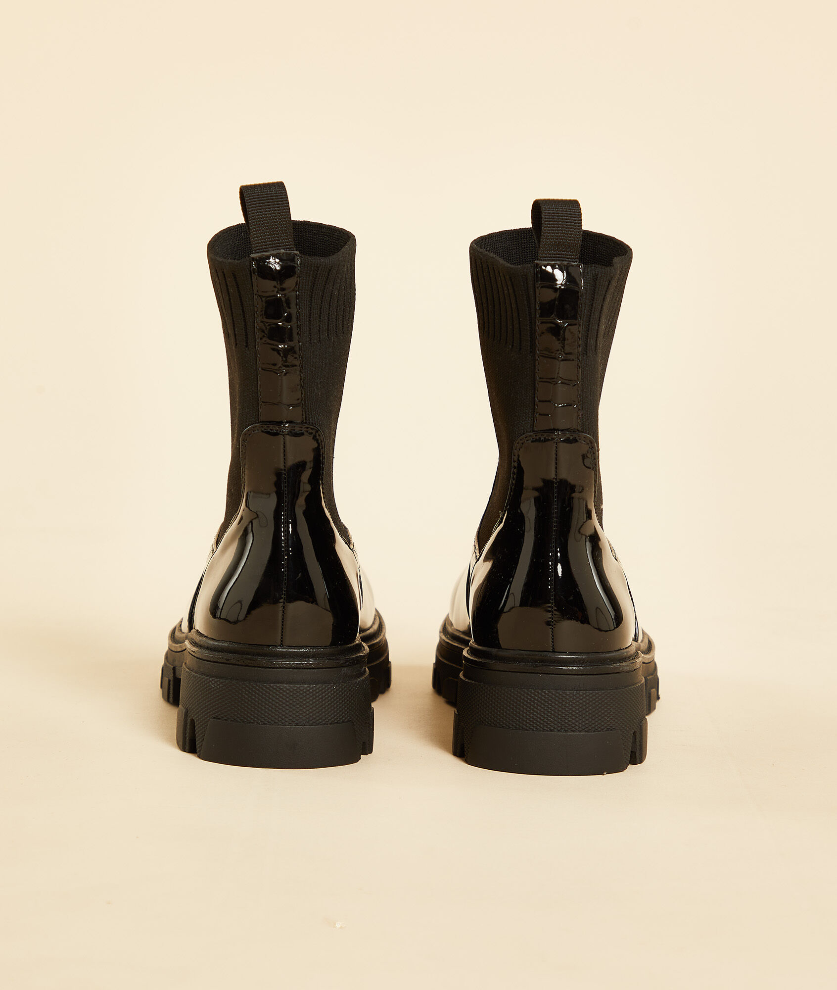 Bottines effet ciré - BIKY - NOIR - ETAM