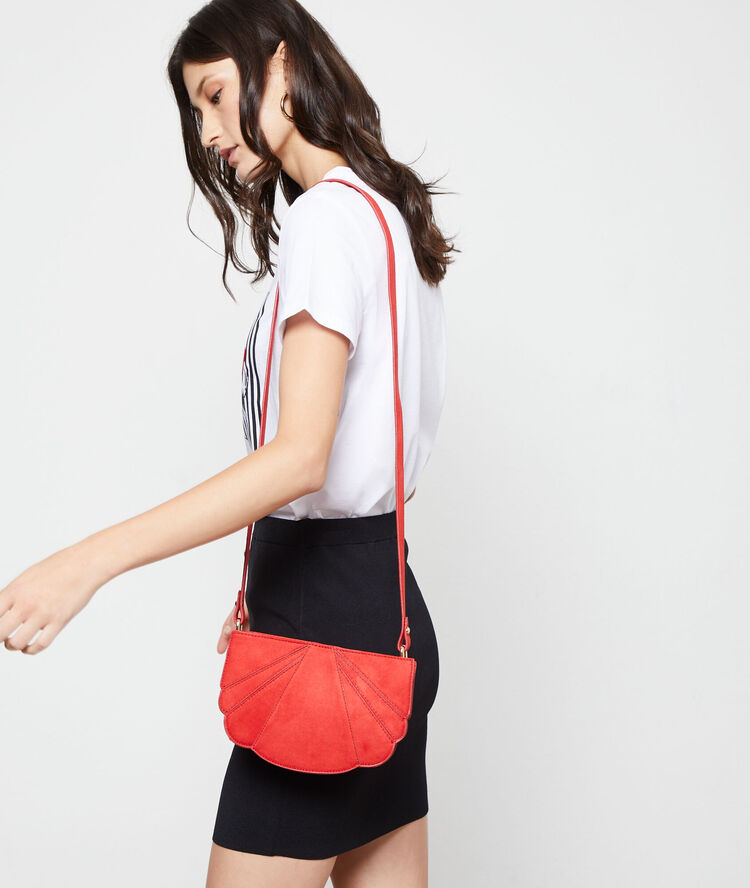 Sac besace effet daim geranium.