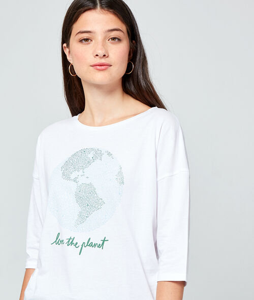 T-shirt "love the planet" en coton bio blanc.