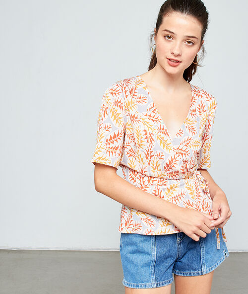 Cache-c&oelig;ur blouse, om te knopen ecru.