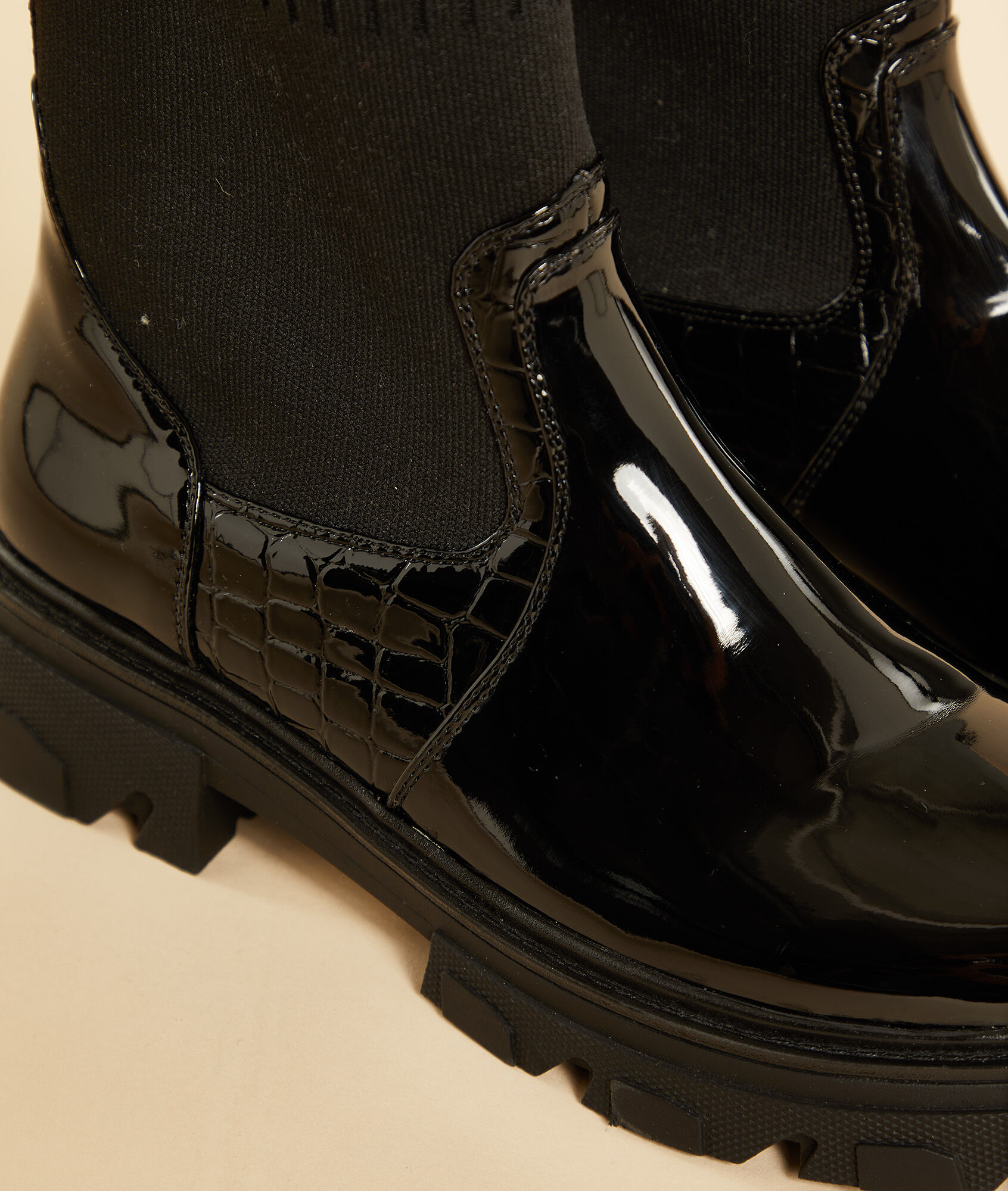 Bottines effet ciré - BIKY - NOIR - ETAM