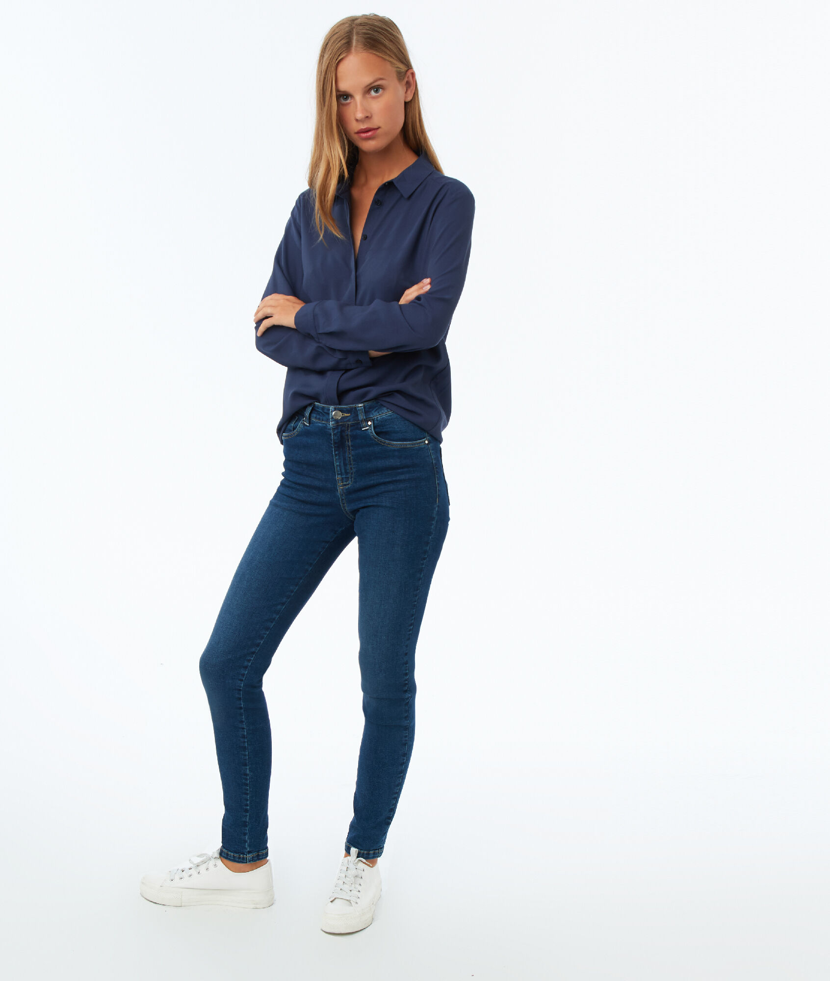 Marine Nala Etam Ceinturée Robe Doublée 5jR34ALq