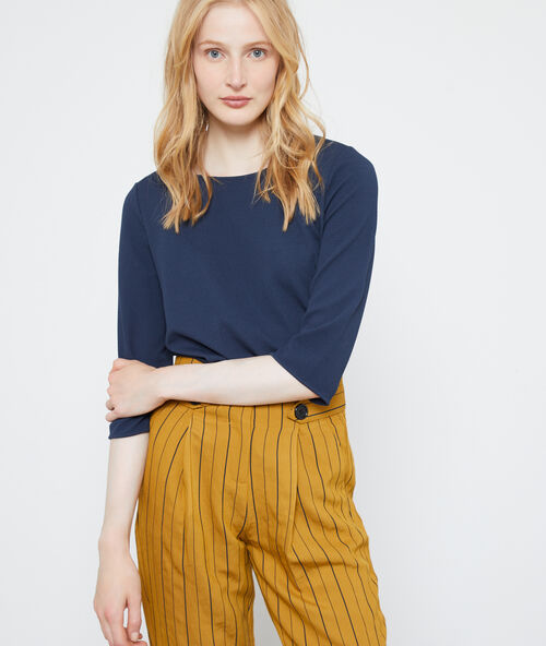 Sweat-shirt &agrave; col rond marine.