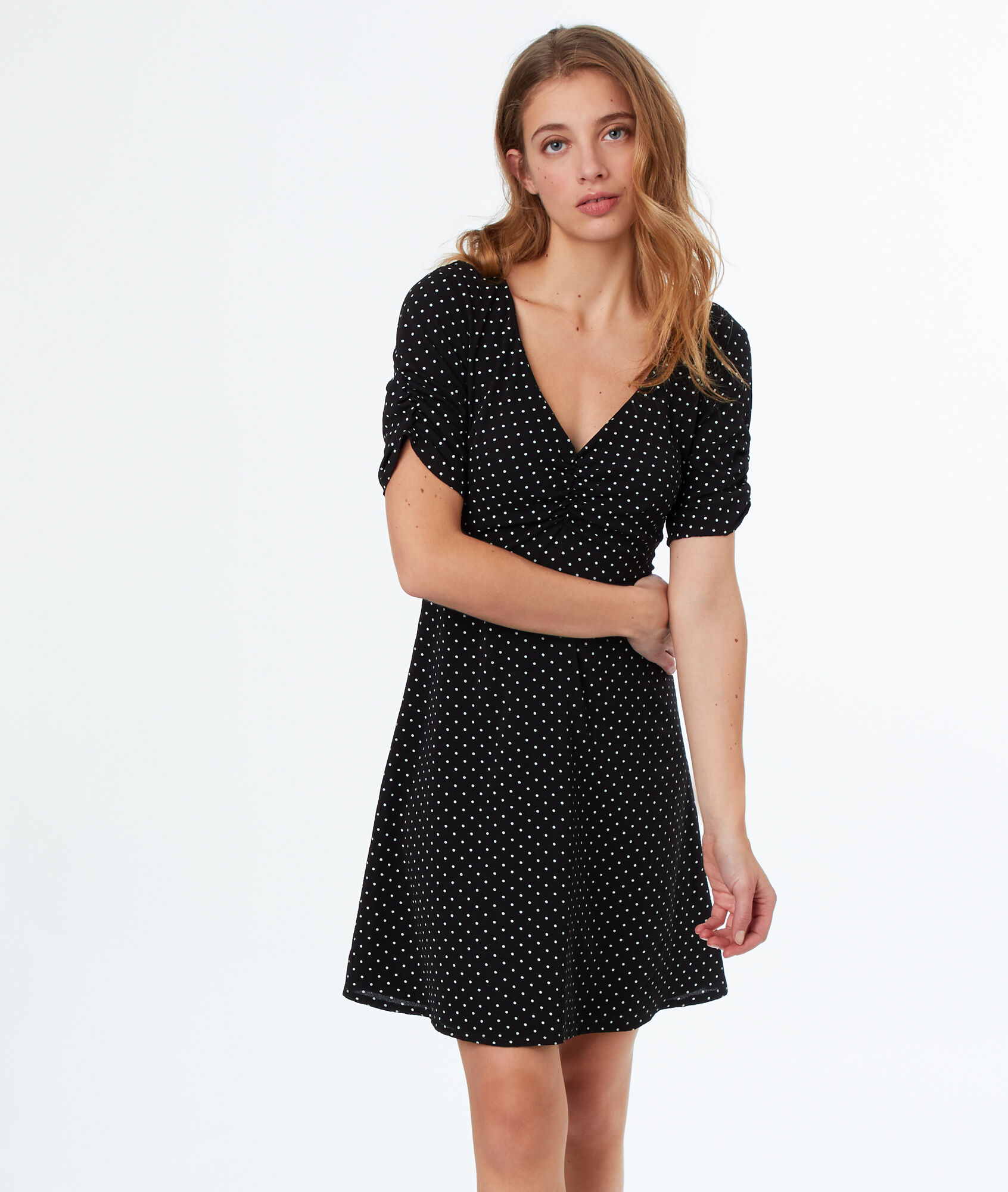 Jurk Met Polkadots Emilia Zwart Etam