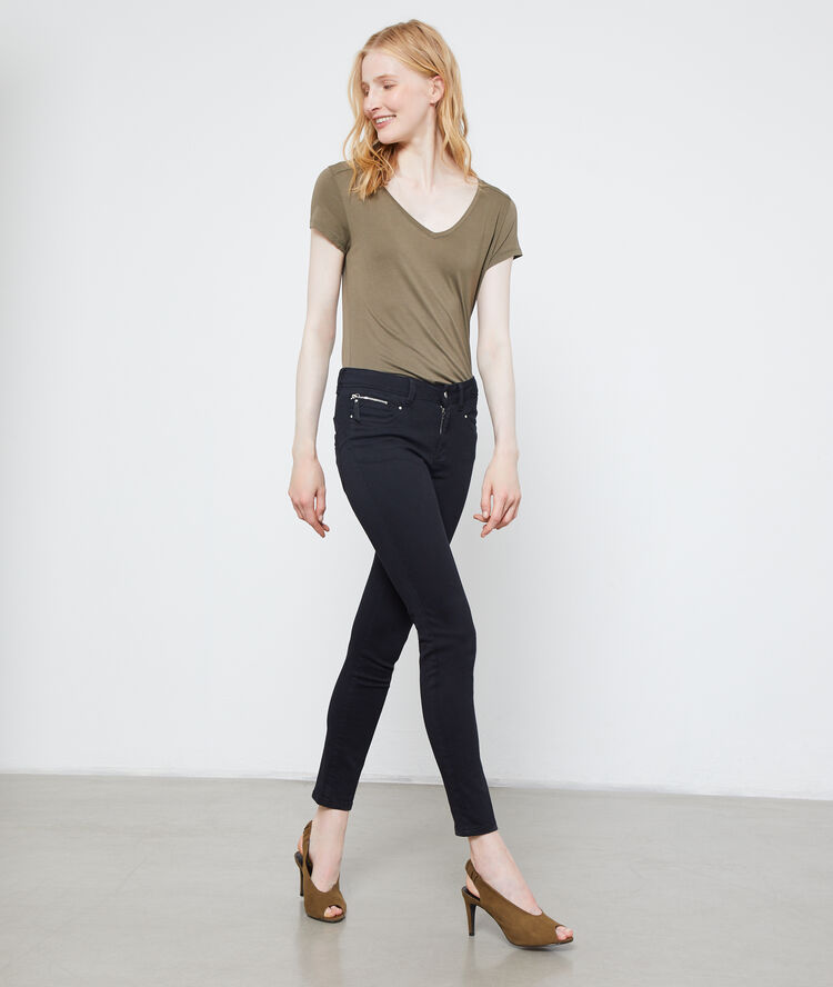 T-shirt met v-hals kaki.