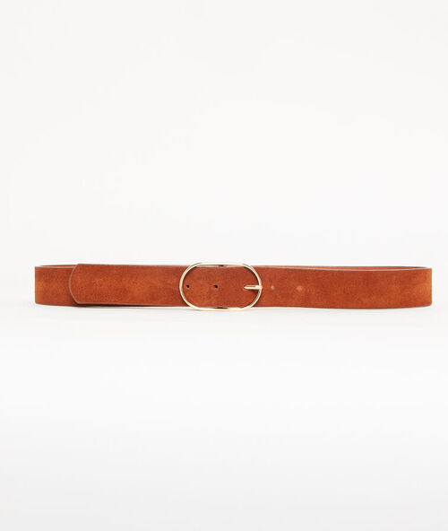 Riem met gesp in suede-effect savanna.