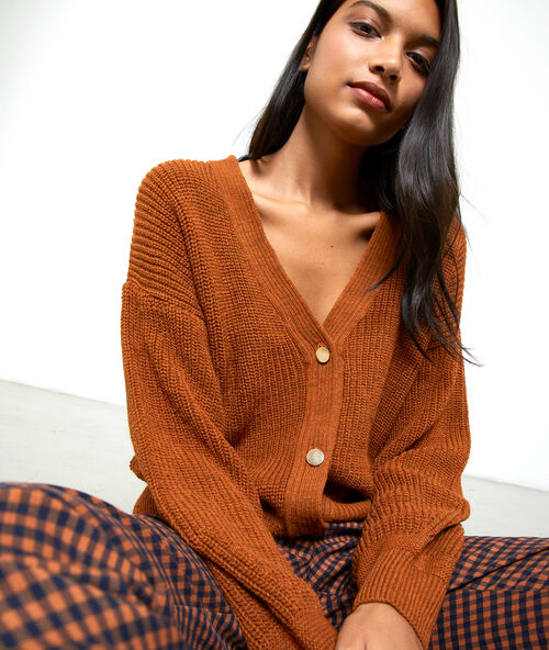 Gilet en grosse maille savane.