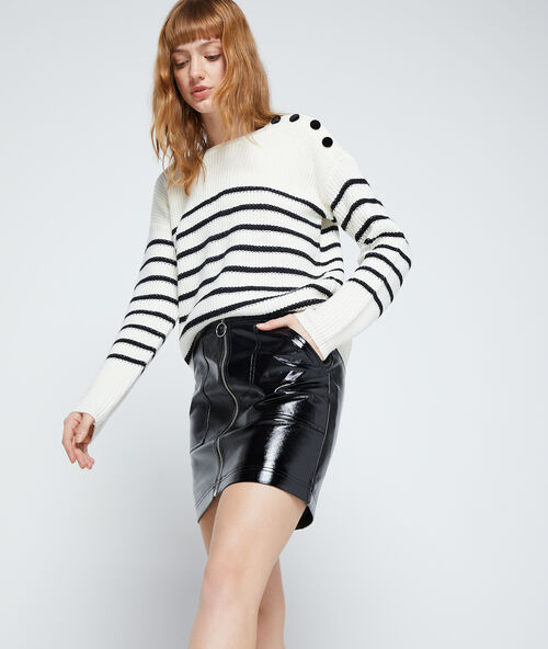 Rok in imitatieleder, met rits zwart.