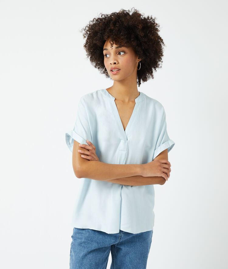Effen blouse hemelsblauw.