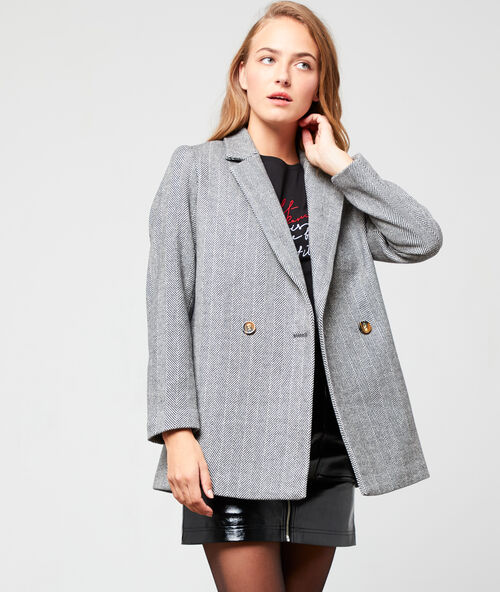 Veste de tailleur textur&eacute;e noir.