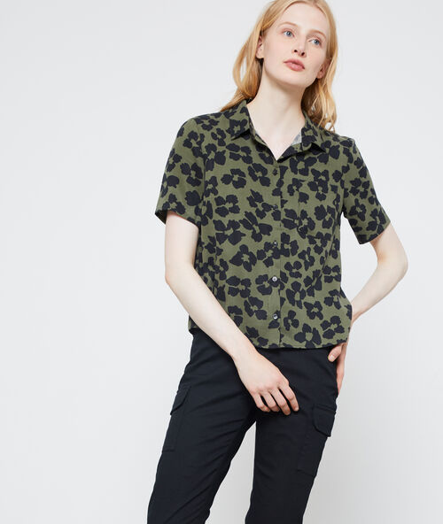 Tencel&reg; blouse met korte mouwen kaki.