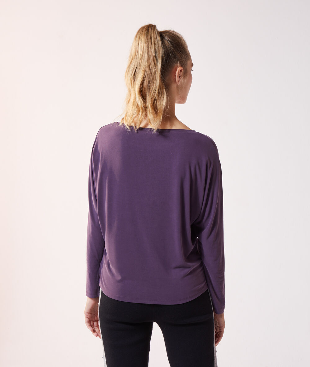 T-shirt manches longues prune.