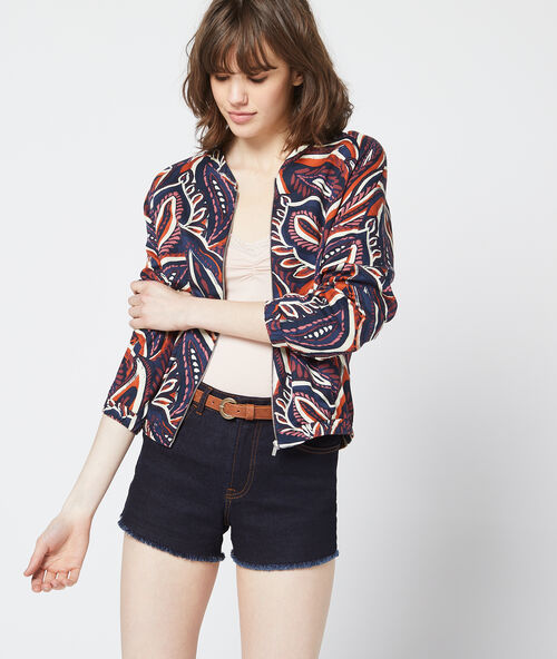 Bomber &agrave; imprim&eacute; floral cobalt.