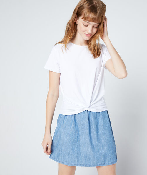 Gedrapeerd t-shirt wit.