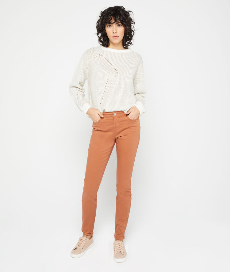 Pantalon slim en coton terre.