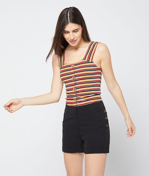 Shorts met knopen in tencel&reg; zwart.