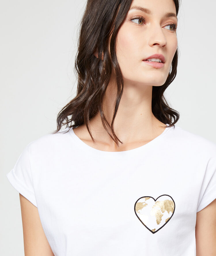 T-shirt sérigraphie planète blanc.