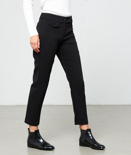 Pantalon carotte &agrave; pince noir.