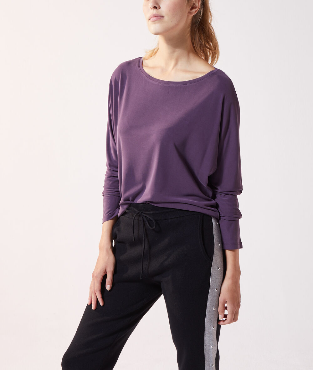 T-shirt manches longues prune.