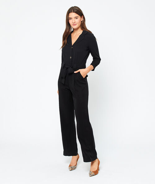 Jumpsuit met hemdkraag zwart.