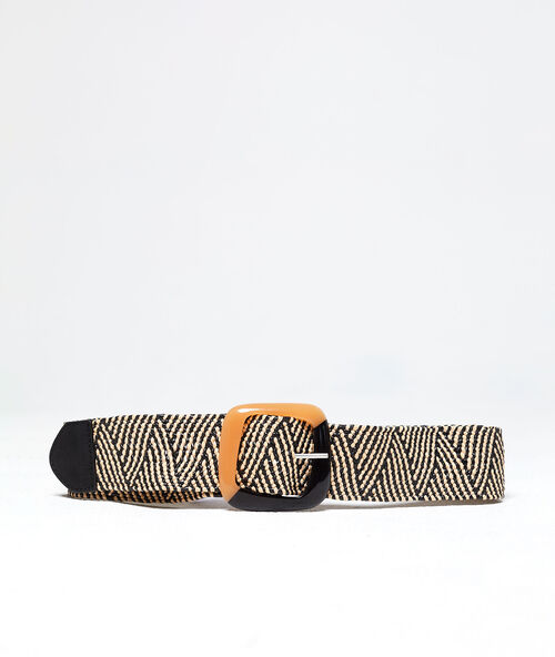 Ceinture large tress&eacute;e noir.