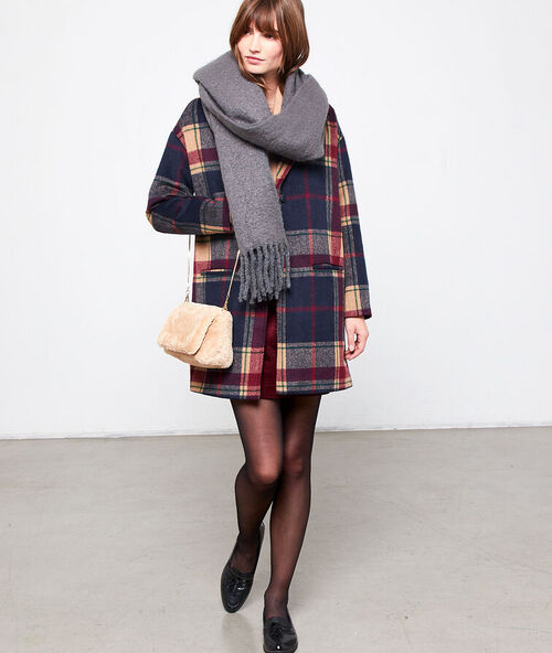 Sac besace en fausse fourrure creme.