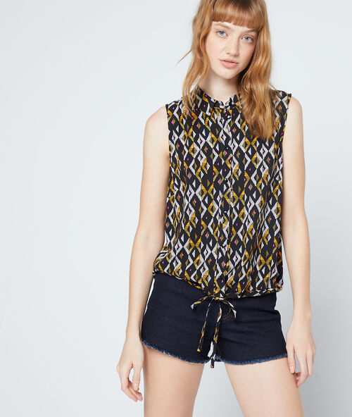 Blouse met grafische print zwart.
