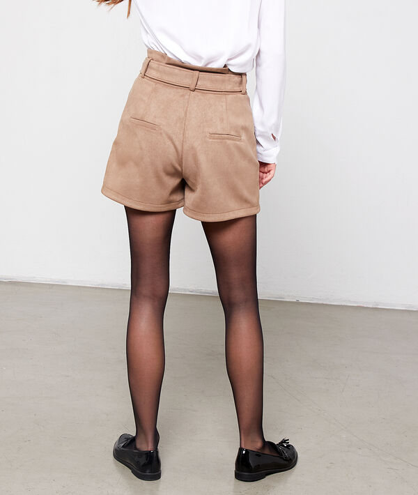 Short met hoge taille daim Short met hoge taille daim