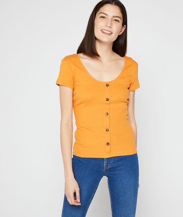 T-shirt met knopen in biokatoen T-shirt met knopen in biokatoen