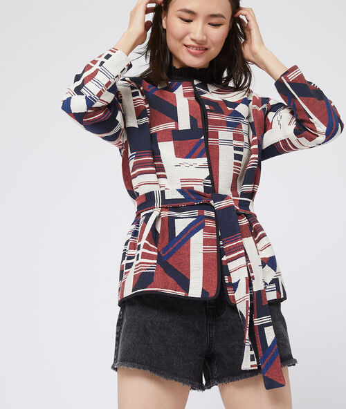 Trui met jacquardprint kobalt.