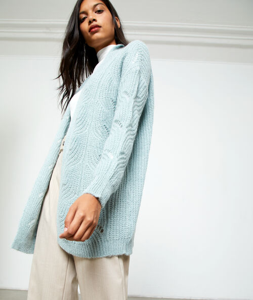 Gilet en grosse maille sauge.