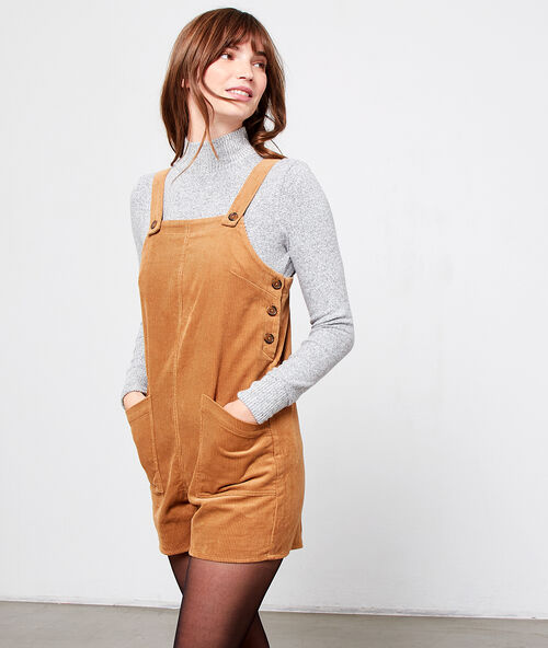 Combishort en velours c&ocirc;tel&eacute; camel.