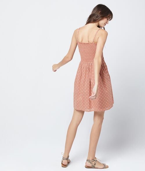 Robe bustier froncée à pois 100% coton Robe bustier froncée à pois 100% coton