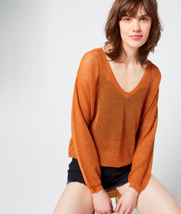 Pull transparent en maille métallisée Pull transparent en maille métallisée