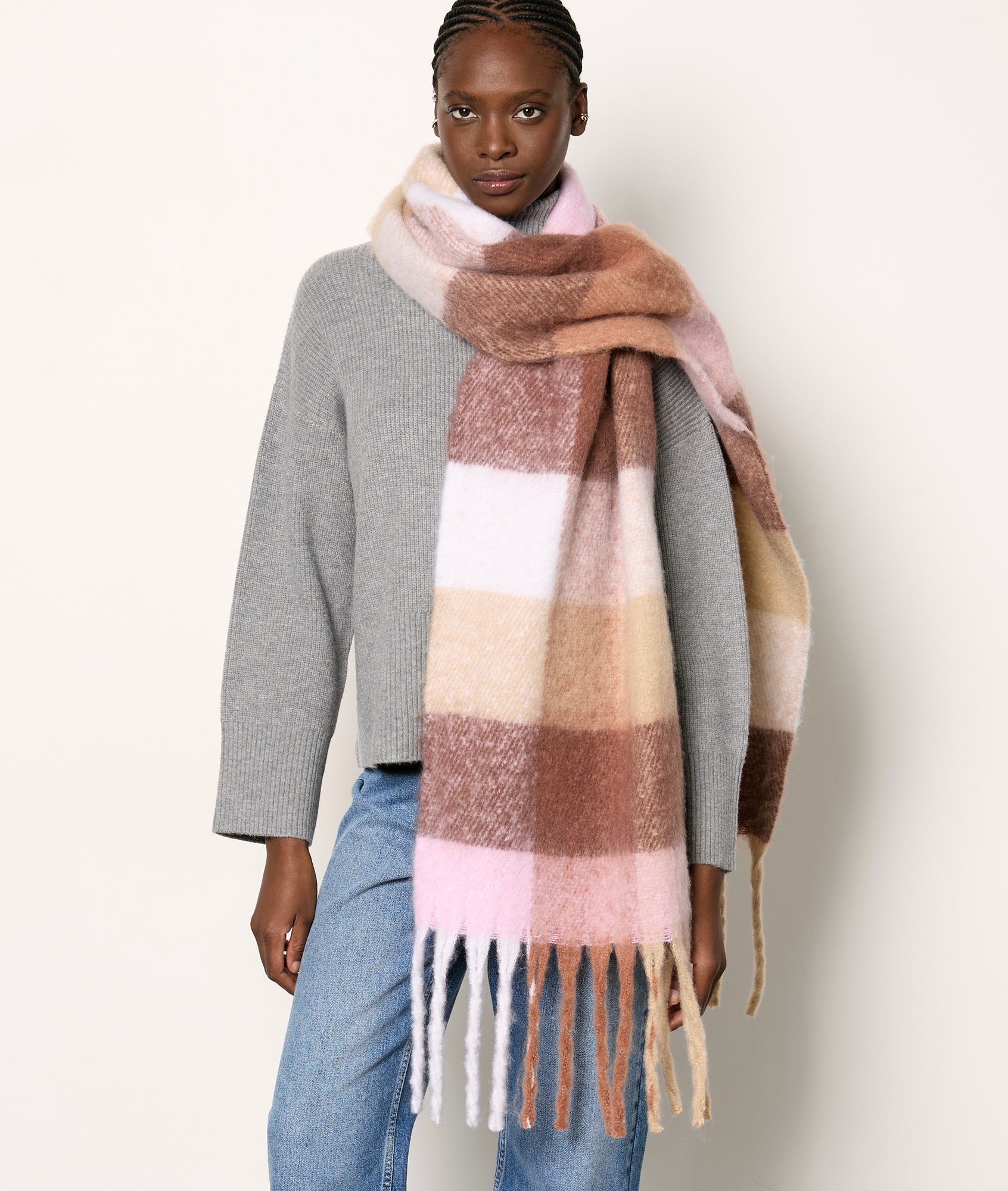 Echarpe à franges BERTHA BEIGE ETAM