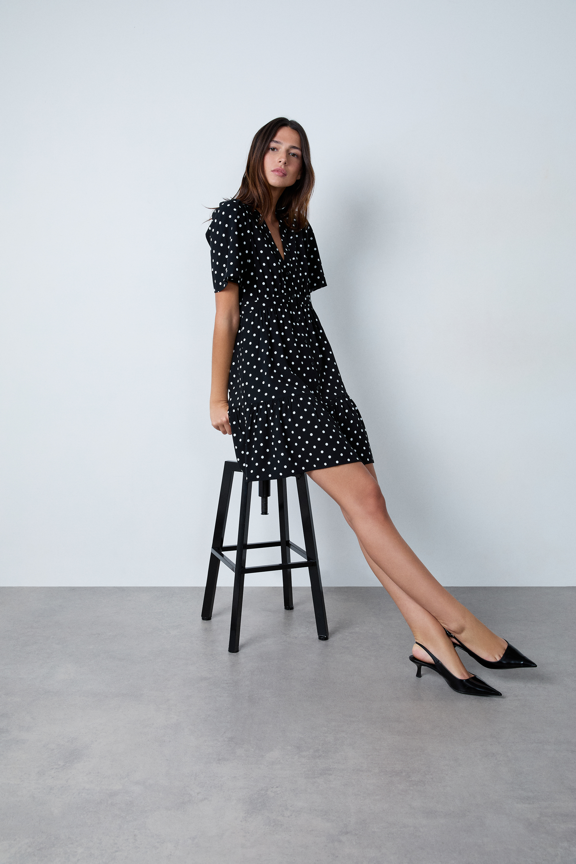 Korte jurk met stippen ELIA IMP IMP FD NOIR ETAM