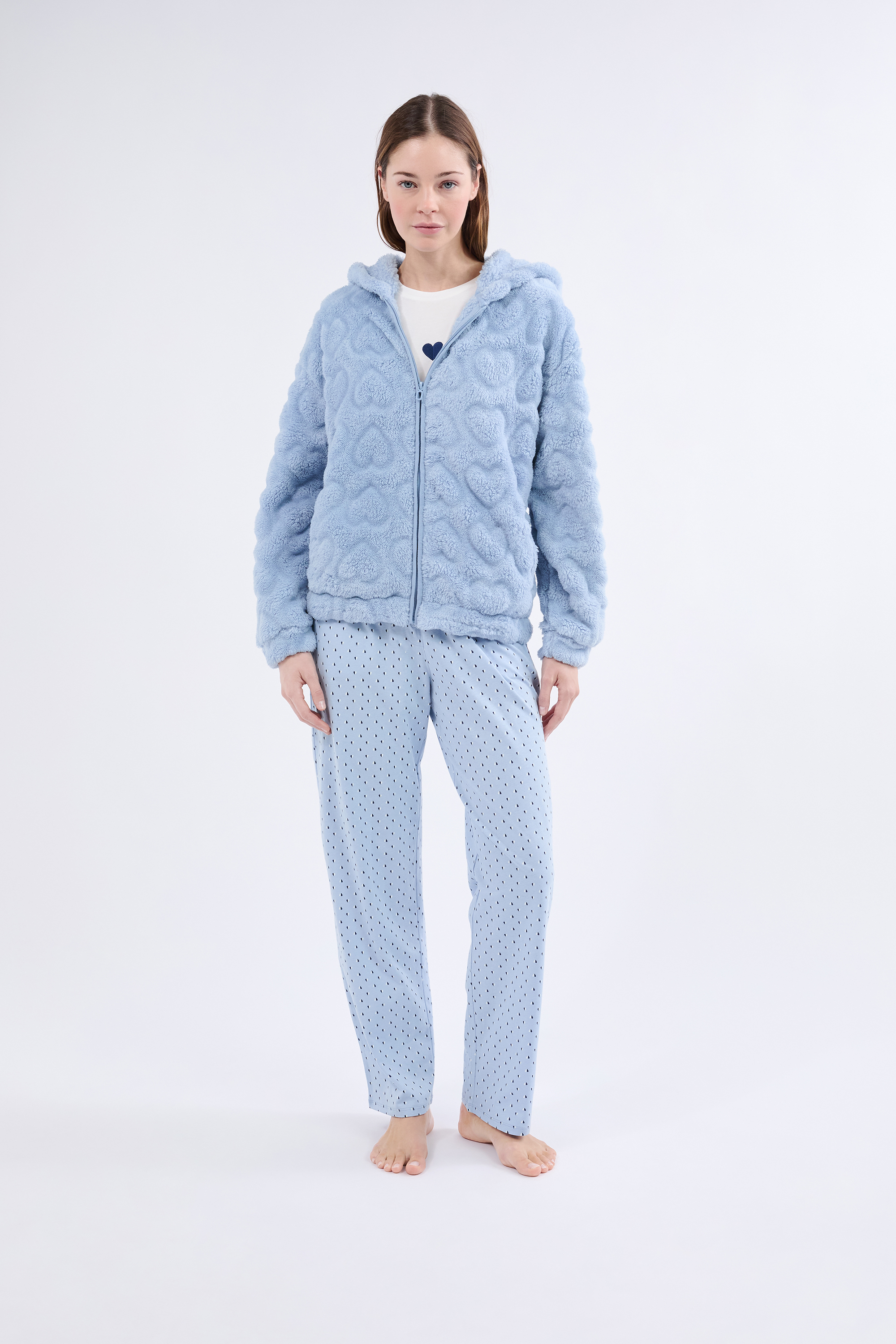 Ensemble Pyjama Etam Vintage Bleu Ciel Brodé - Veste + Pantalon Taille T M 38/40 - Occasion Bon état