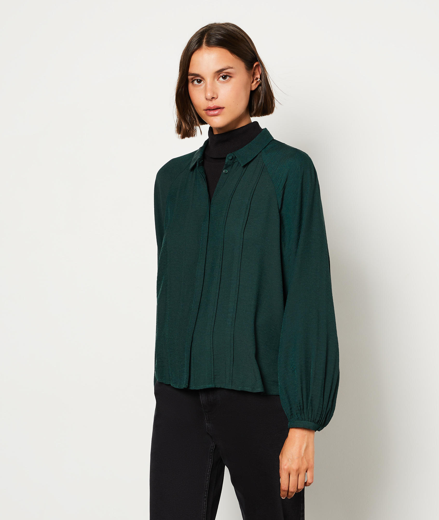 Chemisier manches longues ILINI VERT SAPIN ETAM