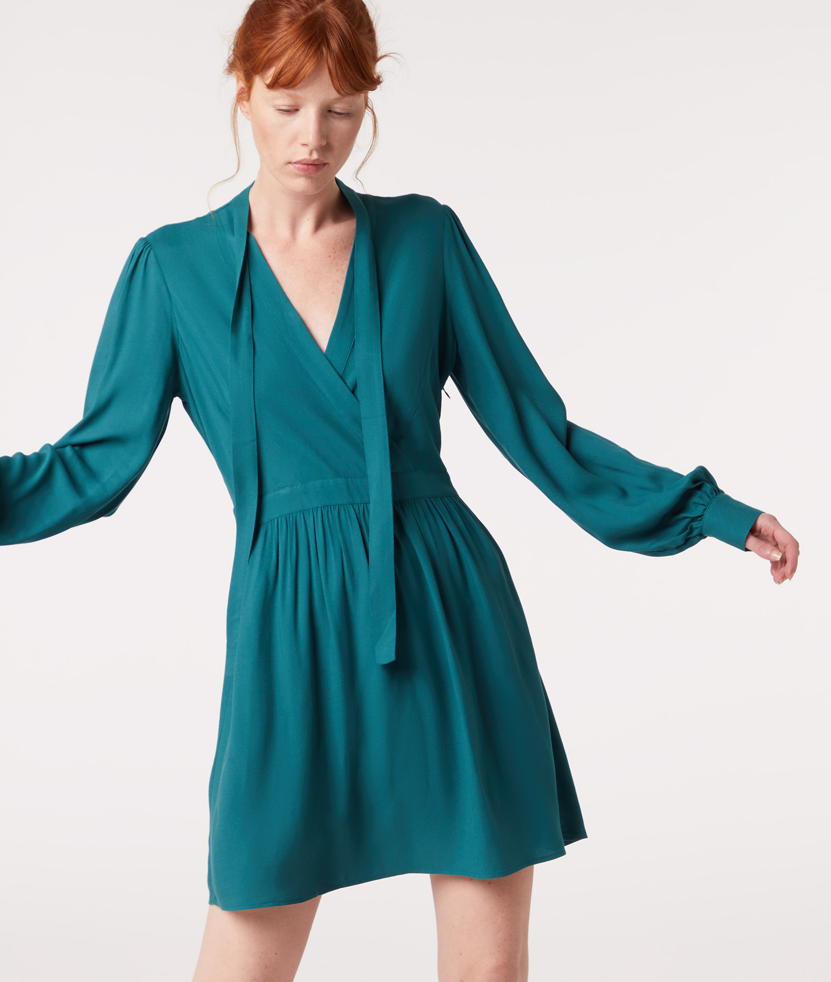 Robe avec col lavallière ILIE VERT ETAM