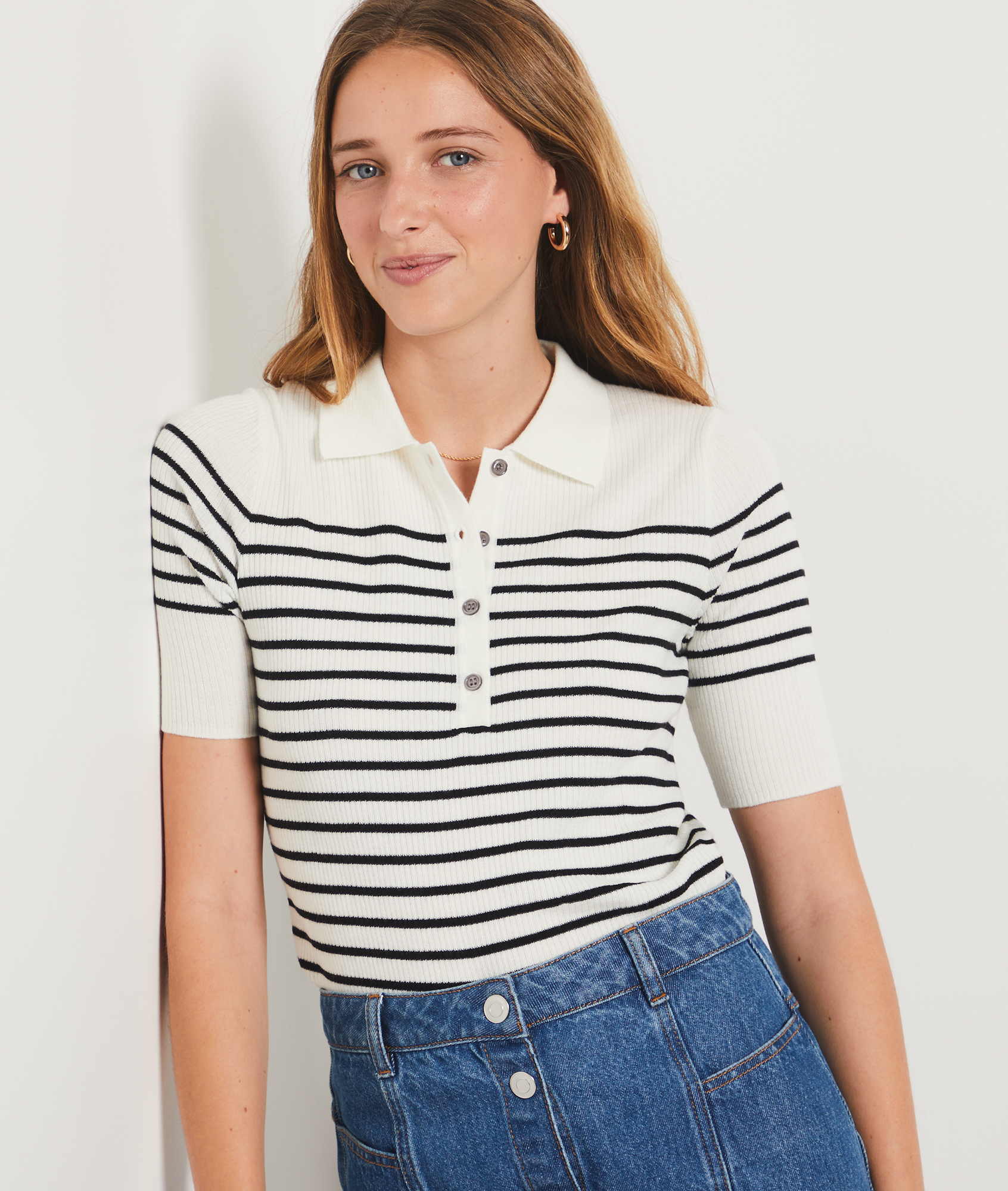 Pull marinière - Ecru/sable